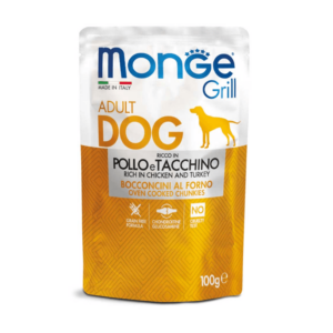 MONGE GRILL CANINE POUCHE X 100 GR CHICKEN AND TURKEY
