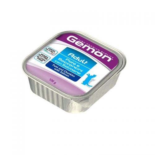 GEMON CAT ADULT X 100GR PATE CHUNKS WITH SALMON