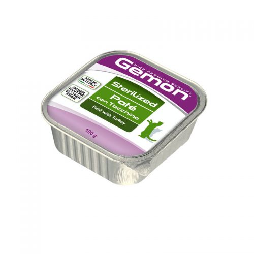 GEMON CAT STERILIZED X 100 GRS PATE WITH TURKEY