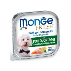 MONGE FRESH CANINE X 100 GR PATE CON POLLO Y VERDURA