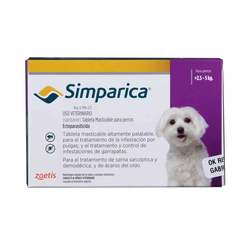 SIMPARICA 10 MG >2,5 A 5 KG X TAB